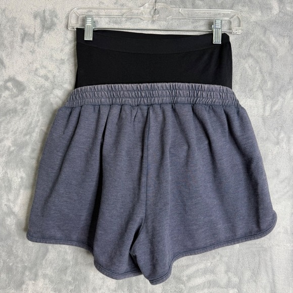 New A Glow Maternity Sweat Shorts Womens M Grey Lounge Pull On Full Belly Panel - Picture 2 of 8